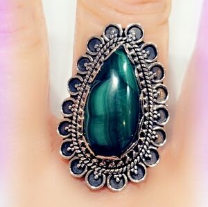 Malachite Sterling Silver 925 Gemstone Ring